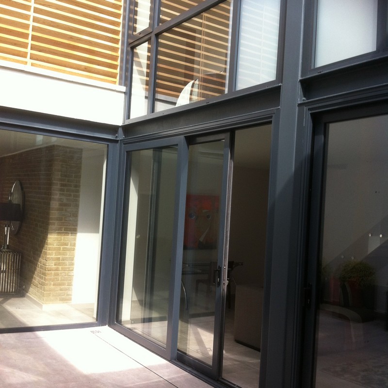 Anthracite aluminium sliding patio doors fitted in Maida Vale